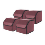 4x Leather Car Boot Collapsible Folding Cargo Organizer Portable Storage Box Red Small