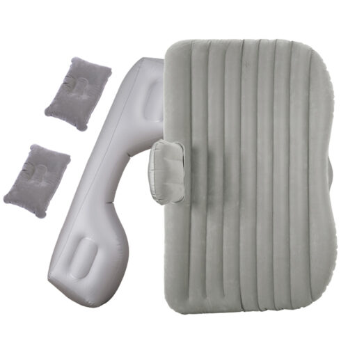 2x Grey Stripe Inflatable Car Mattress Portable Camping Rest Air Bed Travel Compact Sleeping Kits - Image 4