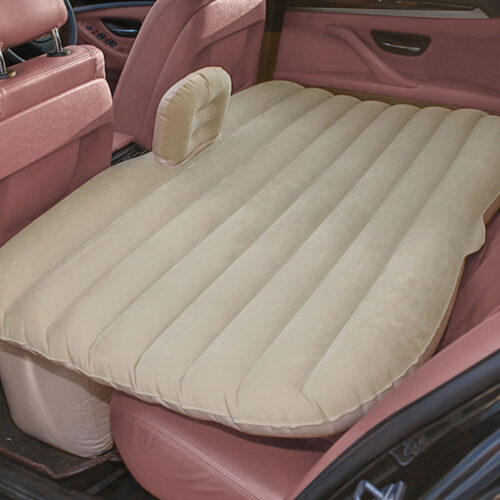 2x Beige Stripe Inflatable Car Mattress Portable Camping Rest Air Bed Travel Compact Sleeping Kits - Image 4