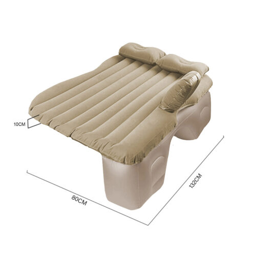 2x Beige Stripe Inflatable Car Mattress Portable Camping Rest Air Bed Travel Compact Sleeping Kits - Image 6