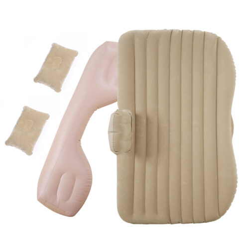 2x Beige Stripe Inflatable Car Mattress Portable Camping Rest Air Bed Travel Compact Sleeping Kits - Image 7