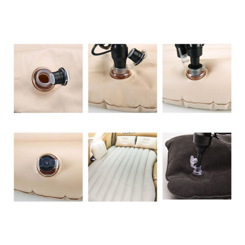 2x Beige Stripe Inflatable Car Mattress Portable Camping Rest Air Bed Travel Compact Sleeping Kits - Image 9