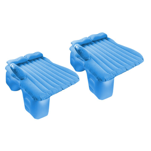 2x Blue Stripe Inflatable Car Mattress Portable Camping Rest Air Bed Travel Compact Sleeping Kits