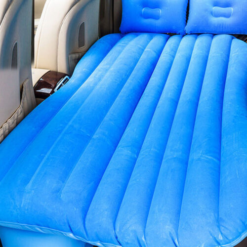 2x Blue Stripe Inflatable Car Mattress Portable Camping Rest Air Bed Travel Compact Sleeping Kits - Image 3