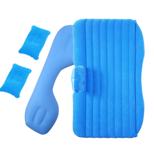 2x Blue Stripe Inflatable Car Mattress Portable Camping Rest Air Bed Travel Compact Sleeping Kits - Image 9