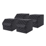 4x Leather Car Boot Collapsible Folding Cargo Organizer Portable Storage Box Black/Gold Stitch Small