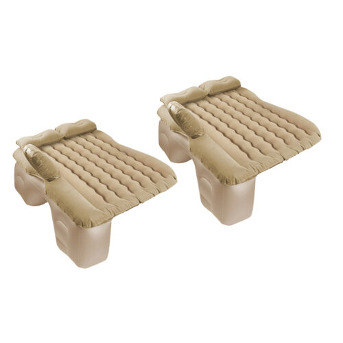 2x Beige Ripple Inflatable Car Mattress Portable Camping Air Bed Travel Sleeping Kits