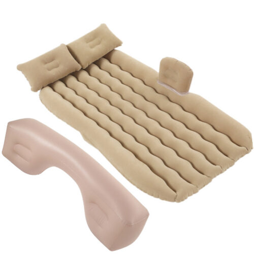 2x Beige Ripple Inflatable Car Mattress Portable Camping Air Bed Travel Sleeping Kits - Image 9