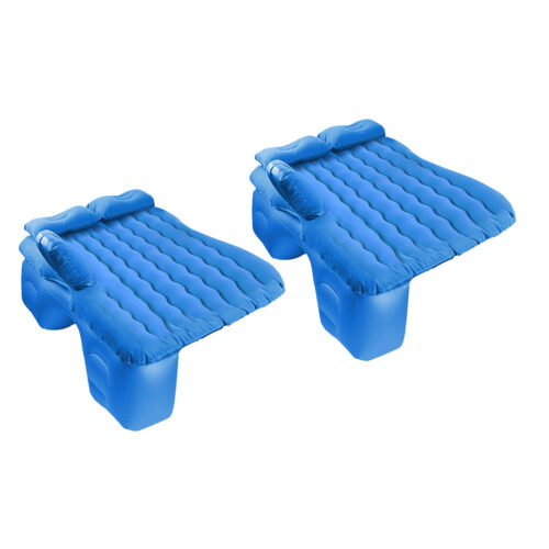 2x Blue Ripple Inflatable Car Mattress Portable Camping Air Bed Travel Sleeping Kits