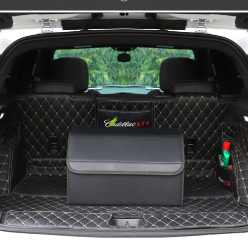 4x Leather Car Boot Collapsible Folding Cargo Organizer Portable Storage Box Black Medium - Image 8