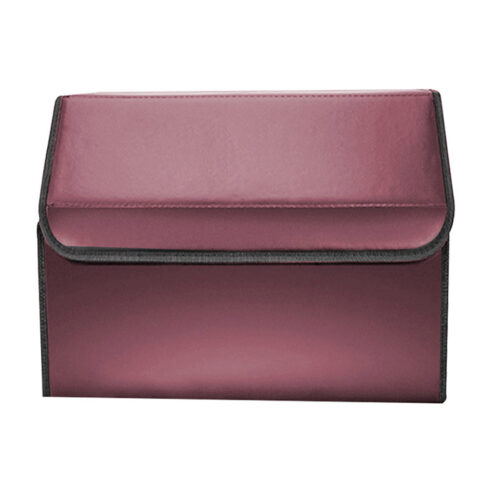 4x Leather Car Boot Collapsible Folding Cargo Organizer Portable Storage Box Red Medium - Image 4