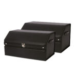 2x 60cm Leather Car Boot Collapsible Folding Cargo Organizer Portable Storage Box with Lock Black