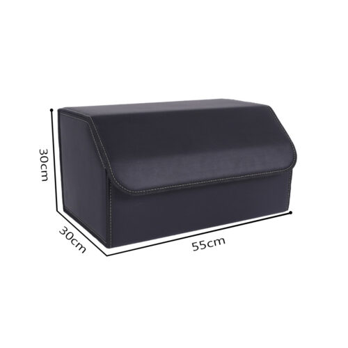 4x Leather Car Boot Collapsible Folding Cargo Organizer Portable Storage Box Black Large - Image 2