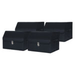 4x Leather Car Boot Collapsible Folding Cargo Organizer Portable Storage Box with Lock Black Small