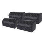 4x Leather Car Boot Collapsible Folding Cargo Organizer Portable Storage Box Black/Gold Stitch Large
