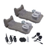 2x Grey Honeycomb Inflatable Car Mattress Portable Camping Air Bed Travel Sleeping Kits