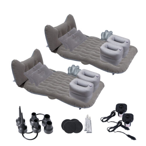 2x Grey Honeycomb Inflatable Car Mattress Portable Camping Air Bed Travel Sleeping Kits