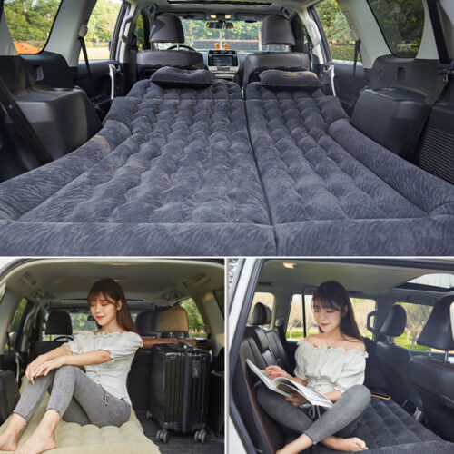 2x Black Inflatable Car Boot Mattress Portable Camping Air Bed Travel Sleepings - Image 4