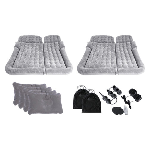 2x Grey Inflatable Car Boot Mattress Portable Camping Air Bed Travel Sleepings