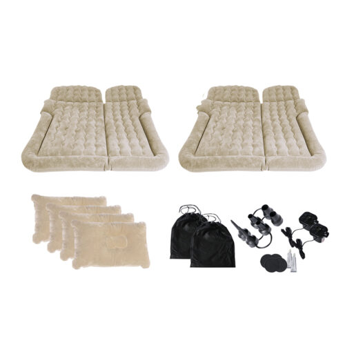 2x Beige Inflatable Car Boot Mattress Portable Camping Air Bed Travel Sleepings