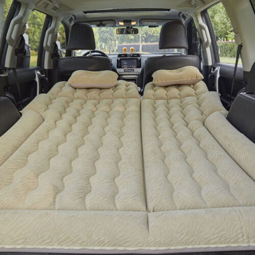 2x Beige Inflatable Car Boot Mattress Portable Camping Air Bed Travel Sleepings - Image 2