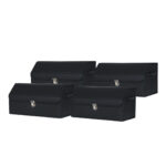 4x Leather Car Boot Collapsible Folding Cargo Organizer Portable Storage Box with Lock Black Medium