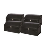 4x 56cm Leather Car Boot Collapsible Folding Cargo Organizer Portable Storage Box with Lock Black