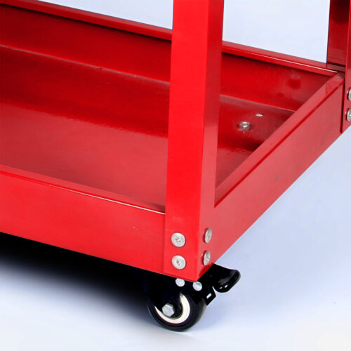 2 Tier Tool Storage Cart Portable Service Utility Heavy Duty Mobile Trolley Red - Image 4