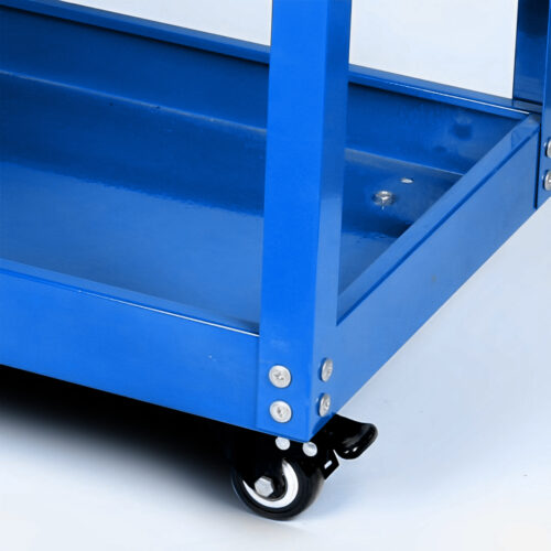 3 Tier Tool Storage Cart Portable Service Utility Heavy Duty Mobile Trolley with Hooks Blue - Image 6