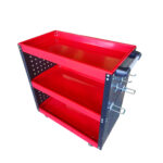 3 Tier Tool Storage Cart Portable Service Utility Heavy Duty Mobile Trolley with Hooks Red