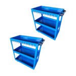 2x 3 Tier Tool Storage Cart Portable Service Utility Heavy Duty Mobile Trolley with Hooks Blue