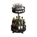2 Tier Steel Black Round Rotating Kitchen Portable Storage Spice Kitchen Countertop Organiser Shelf
