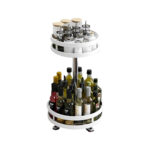 2 Tier Steel White Round Rotating Kitchen Portable Storage Spice Kitchen Countertop Organiser Shelf