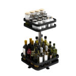 2 Tier Steel Black Square Rotating Kitchen Portable Storage Spice Kitchen Countertop Organiser Shelf