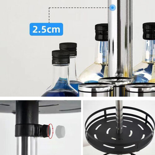2x 2 Tier Steel Black Round Rotating Kitchen Portable Storage Spice Kitchen Countertop Organiser Shelf - Image 6