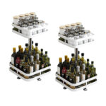 2x 2 Tier Steel White Square Rotating Kitchen Portable Storage Spice Kitchen Countertop Organiser Shelf