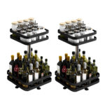 2x 2 Tier Steel Black Square Rotating Kitchen Portable Storage Spice Kitchen Countertop Organiser Shelf