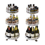 2x 3 Tier Steel White Round Rotating Kitchen Portable Storage Spice Kitchen Countertop Organiser Shelf