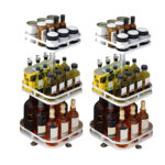 2x 3 Tier Steel White Square Rotating Kitchen Portable Storage Spice Kitchen Countertop Organiser Shelf