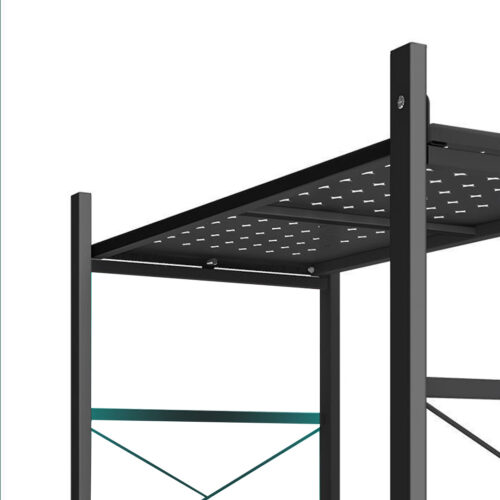 4 Tier Steel Black Folding Display Stand Multi-Functional Shelves Portable Storage Organizer with Wheels - Image 9