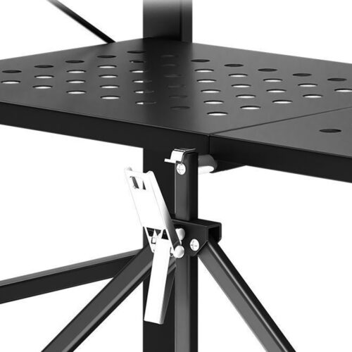 4 Tier Steel Black Folding Display Stand Multi-Functional Shelves Portable Storage Organizer with Wheels - Image 10