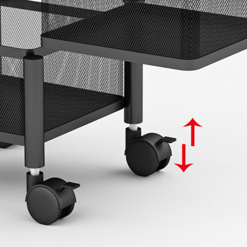 2x 2 Tier Steel Square Rotating Kitchen Cart Multi-Functional Shelves Portable Storage Organizer with Wheels - Image 8