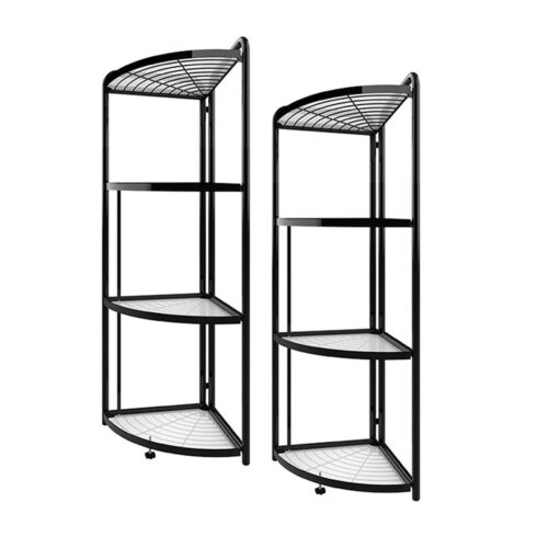 2x 4 Tier Steel Corner Stand Multi-Functional Shelves Portable Storage Organizer