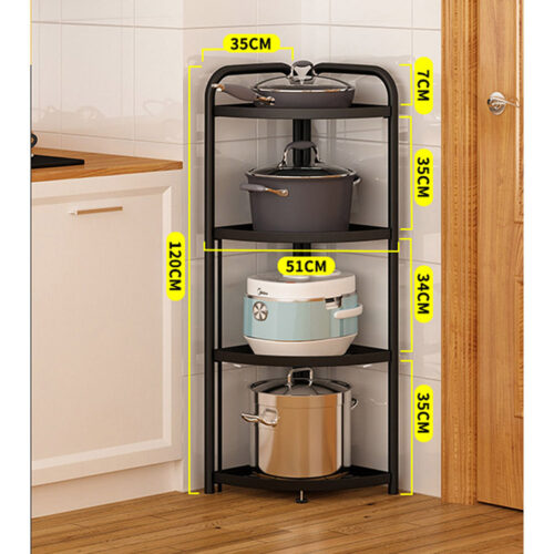 2x 4 Tier Steel Corner Stand Multi-Functional Shelves Portable Storage Organizer - Image 2