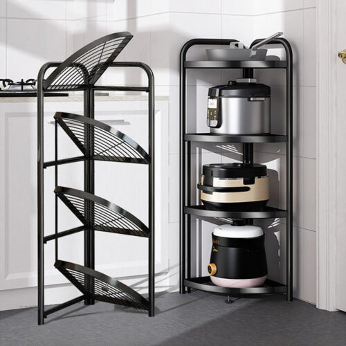 2x 4 Tier Steel Corner Stand Multi-Functional Shelves Portable Storage Organizer - Image 3