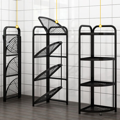 2x 4 Tier Steel Corner Stand Multi-Functional Shelves Portable Storage Organizer - Image 4