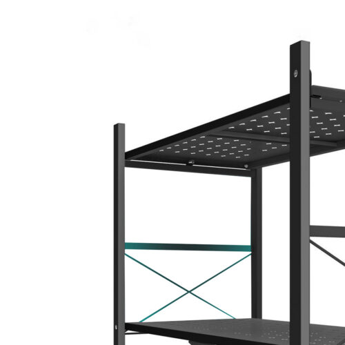 5 Tier Steel Black Folding Display Stand Multi-Functional Shelves Portable Storage Organizer with Wheels - Image 7