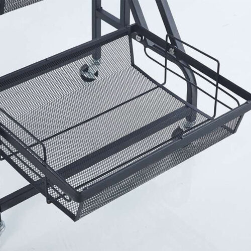 2x 3 Tier Steel Black Adjustable Kitchen Cart Multi-Functional Shelves Portable Storage Organizer with Wheels - Image 9