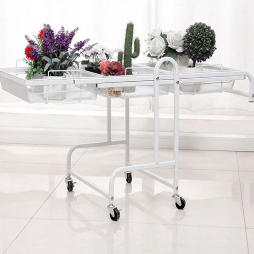 2x 3 Tier Steel White Adjustable Kitchen Cart Multi-Functional Shelves Portable Storage Organizer with Wheels - Image 6