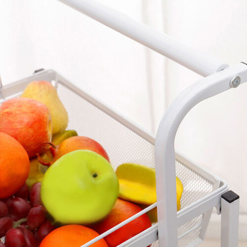 2x 3 Tier Steel White Adjustable Kitchen Cart Multi-Functional Shelves Portable Storage Organizer with Wheels - Image 8